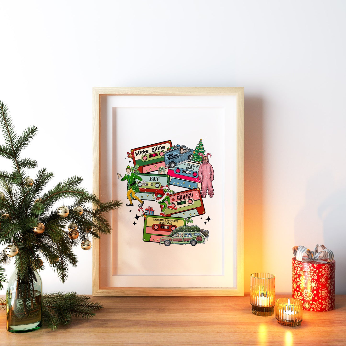 Christmas Movies Classic Festive Pop Culture Print