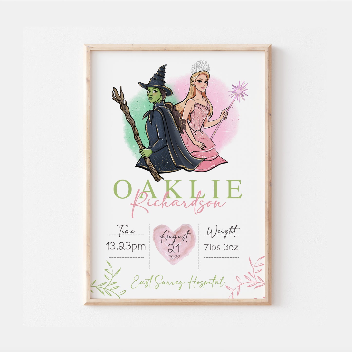 Wicked Glinda Elphaba Personalised The Day You Were Born Print