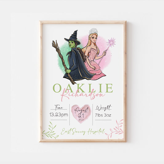 Wicked Glinda Elphaba Personalised The Day You Were Born Print