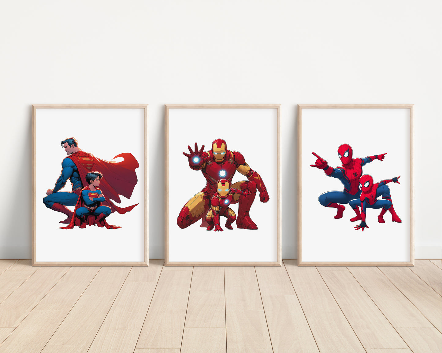 Dad and Kid Superhero Avengers Print