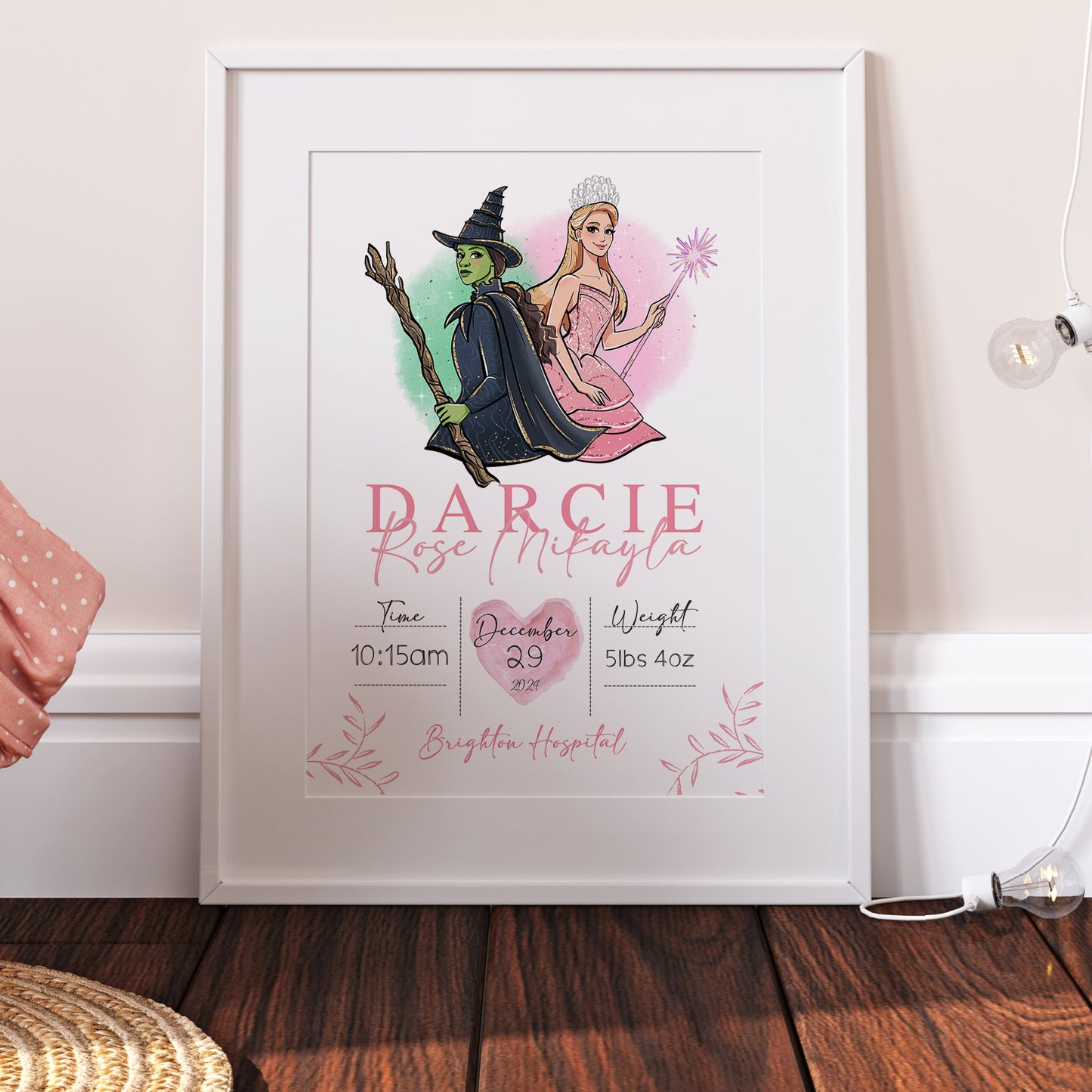 Wicked Glinda Elphaba Personalised The Day You Were Born Print