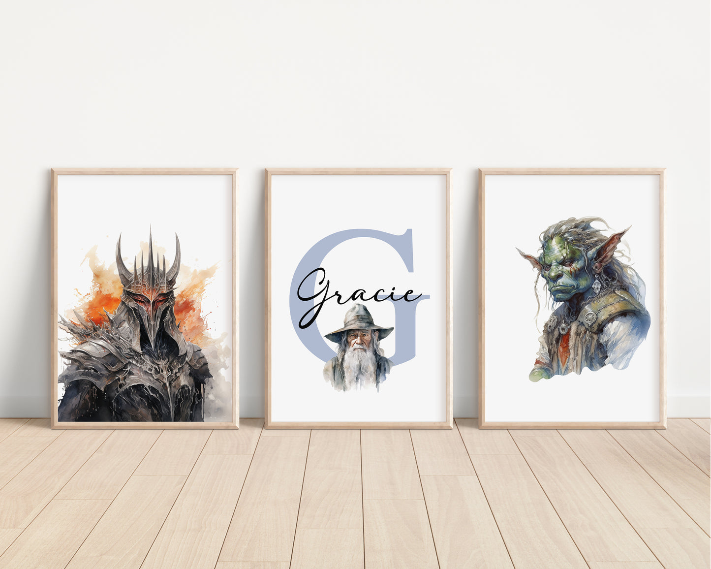SET OF 3 Lord Of The Rings The Hobbit Personalised Prints