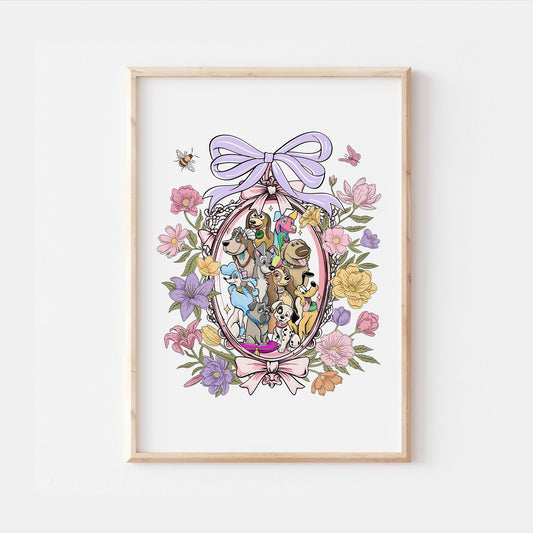 Disney Dogs Bow Floral Print
