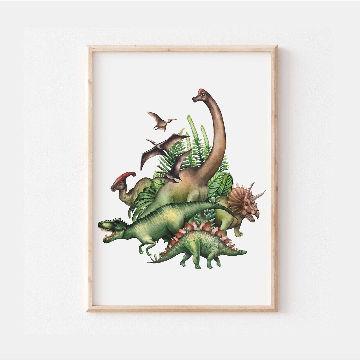 Cretaceous Jurassic Park Dinosaur Print Kids Jurassic Poster Nursery Wall Art Decor T Rex Brachiosaurus