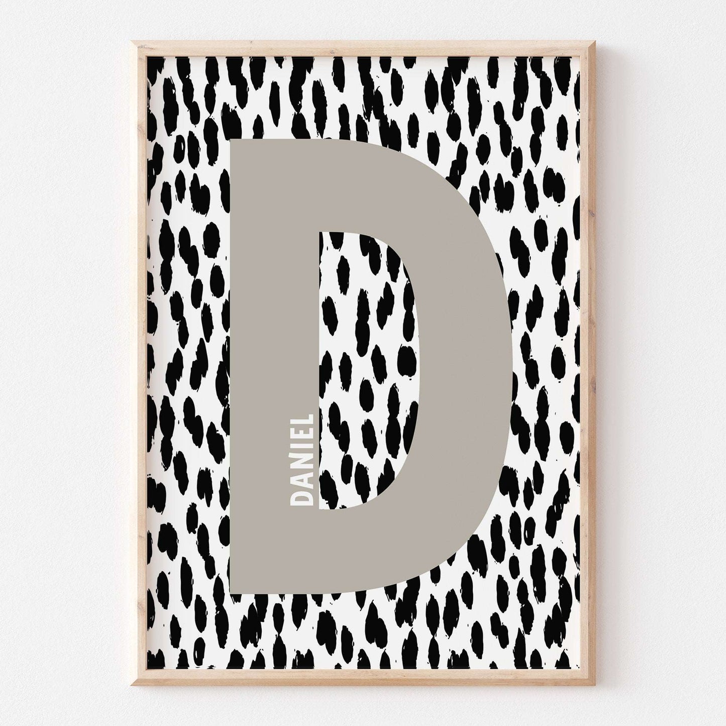 Personalised Polka Dot Name Print Scandi Children’s Nursery Wall Art Decor Educational Kids Newborn bedroom poster