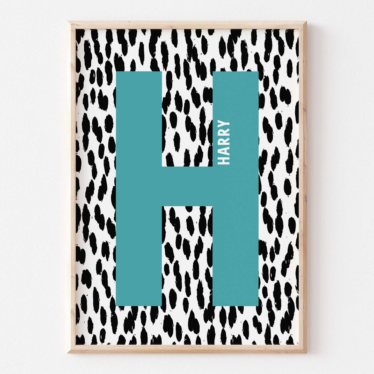 Personalised Polka Dot Name Print Scandi Children’s Nursery Wall Art Decor Educational Kids Newborn bedroom poster