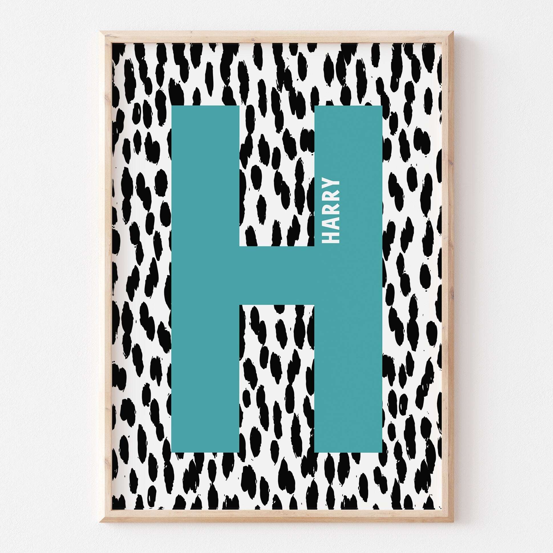 Personalised Polka Dot Name Print Scandi Children’s Nursery Wall Art Decor Educational Kids Newborn bedroom poster