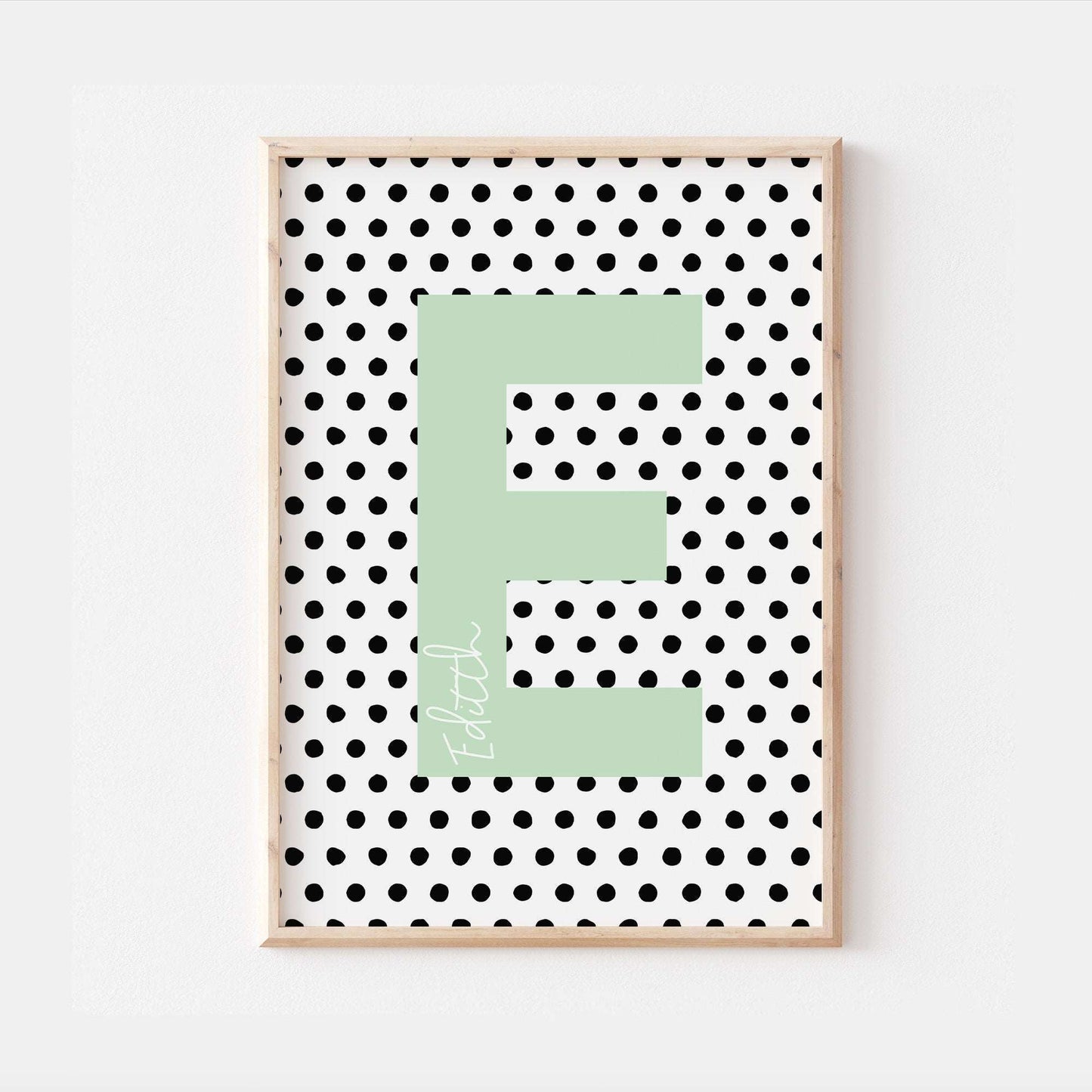 Pastel Personalised Polka Dot Name Print Scandi Children’s Nursery Wall Art Decor Educational Kids Newborn bedroom poster