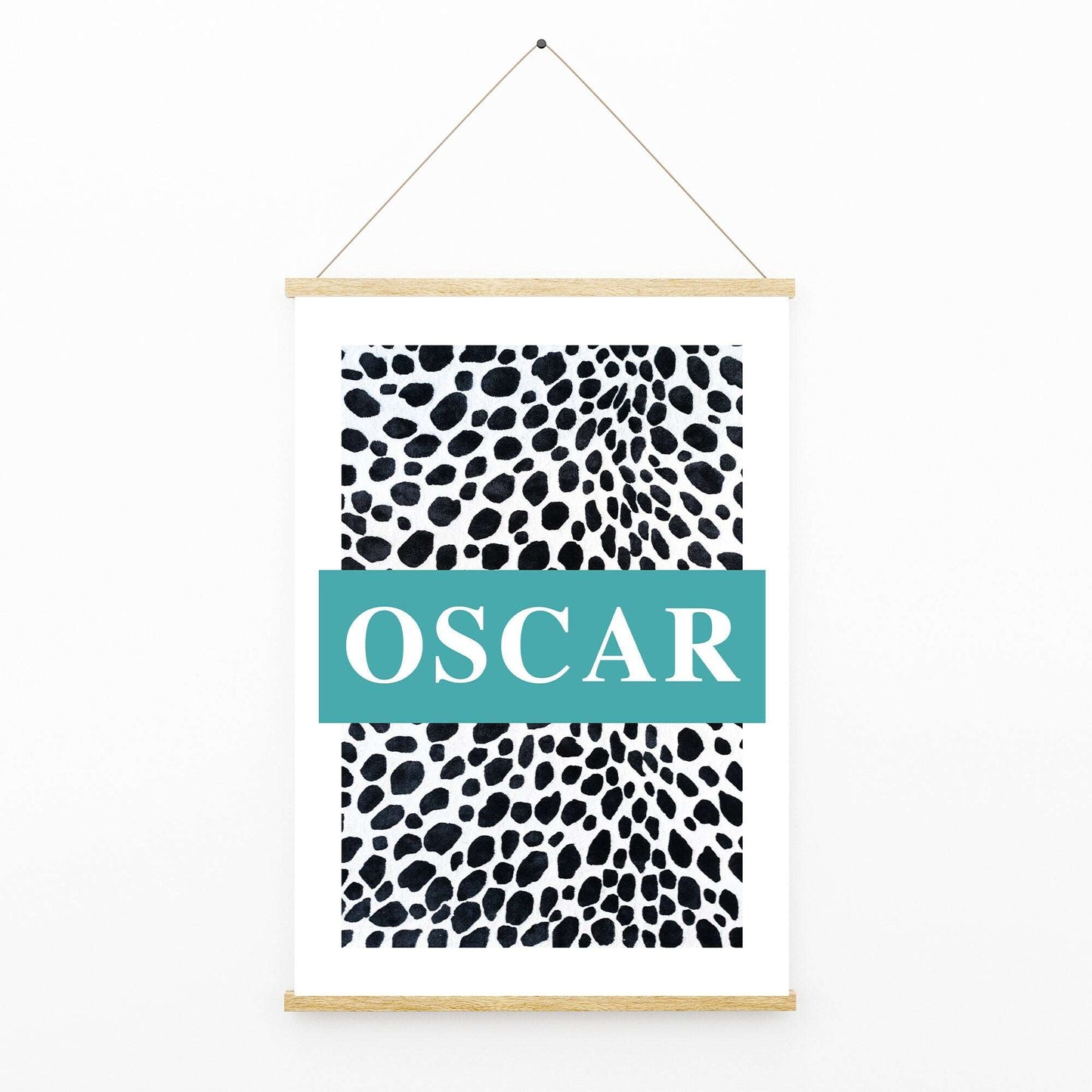 Personalised Polka Dot Dalmatian Spot Name Print Scandi Children’s Nursery Wall Art Decor Educational Kids Newborn bedroom poster