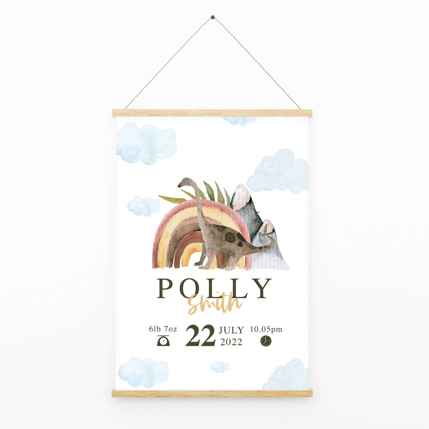 Personalised The Day You Were Born Dinosaur Trex Newborn Print Watercolour Bedroom Nursery Decor Baby Gift Poster Baby Shower Mothers Day