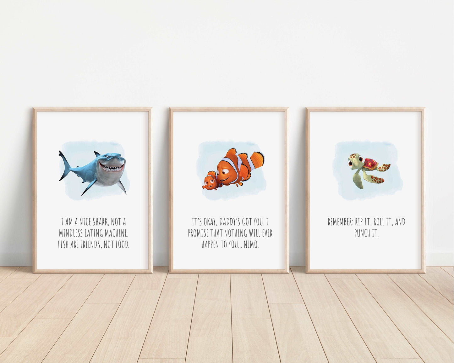 Finding Nemo Quotes | Crush Squirt Bruce Dory Marlin Disney Print Kids Children Babies Nursery Bedroom Art Wall Decor Pixar Disney Gift