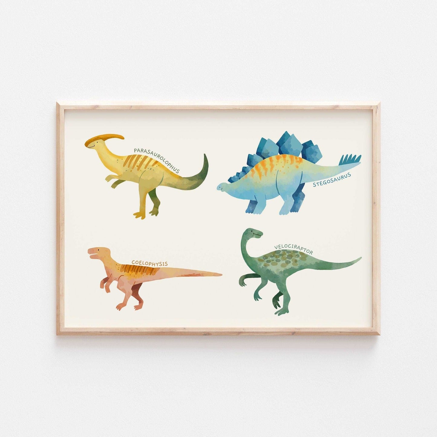 Dinosaur Breeds Print | Children's Dinosaur Nursery Decor Bedroom Wall Art Poster Jurassic Park Triceratops Trex Fossils Newborn Baby Gift