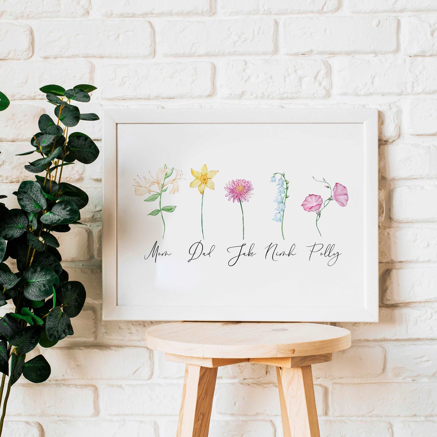 Birth Month Flower Print | Personalised Family Love Anniversary Best Friends Decor Gift Kids Baby Family Poster Bedroom Wall Art Present