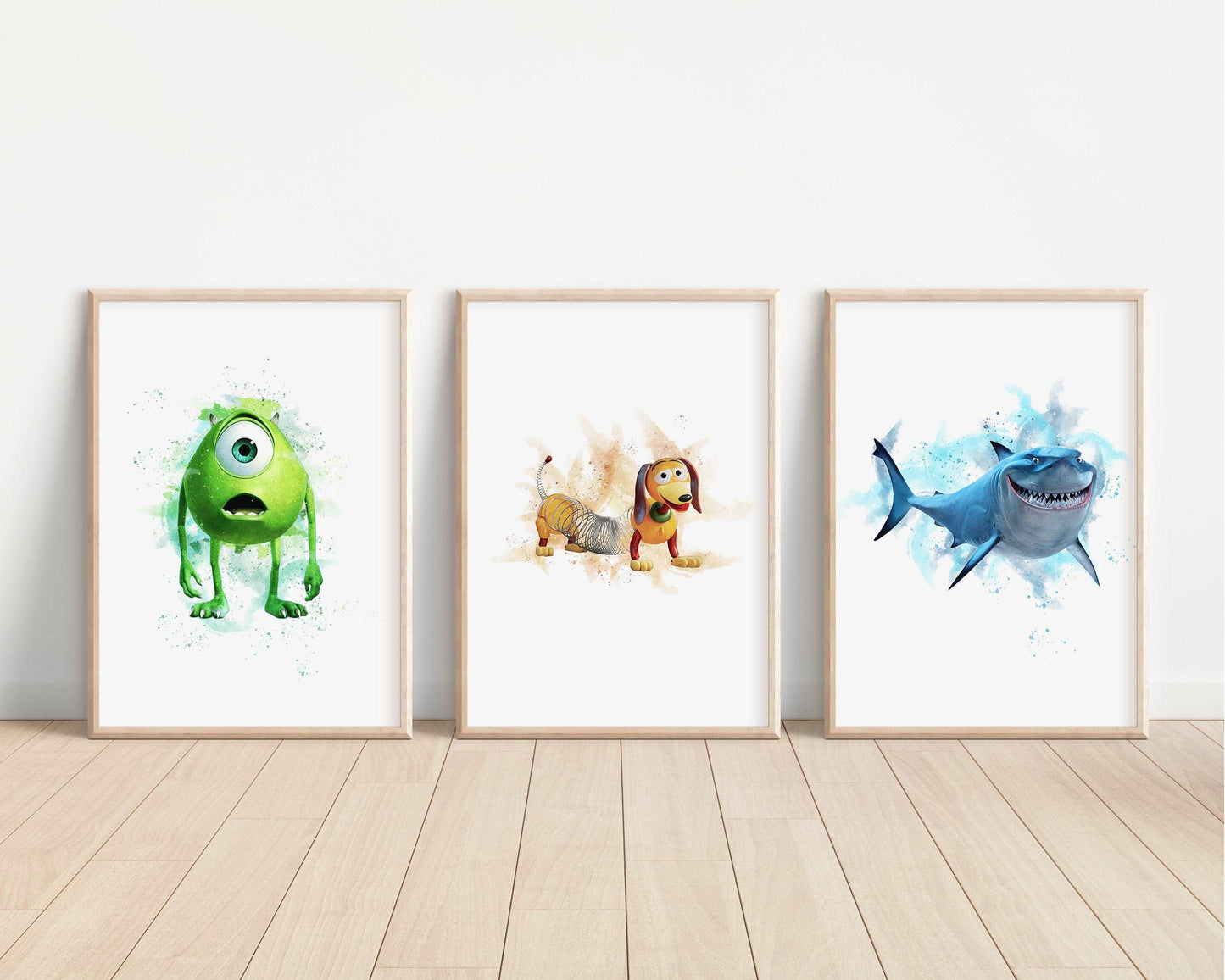 Pixar Watercolour Prints | Monsters Inc Toy Story Nemo Remy Cars Bedroom Print Kids Children Nursery Bedroom Art Wall Disney Pixar