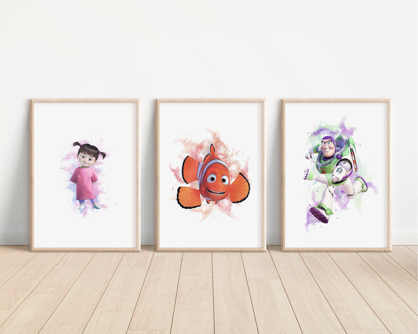Pixar Watercolour Prints | Monsters Inc Toy Story Nemo Remy Cars Bedroom Print Kids Children Nursery Bedroom Art Wall Disney Pixar