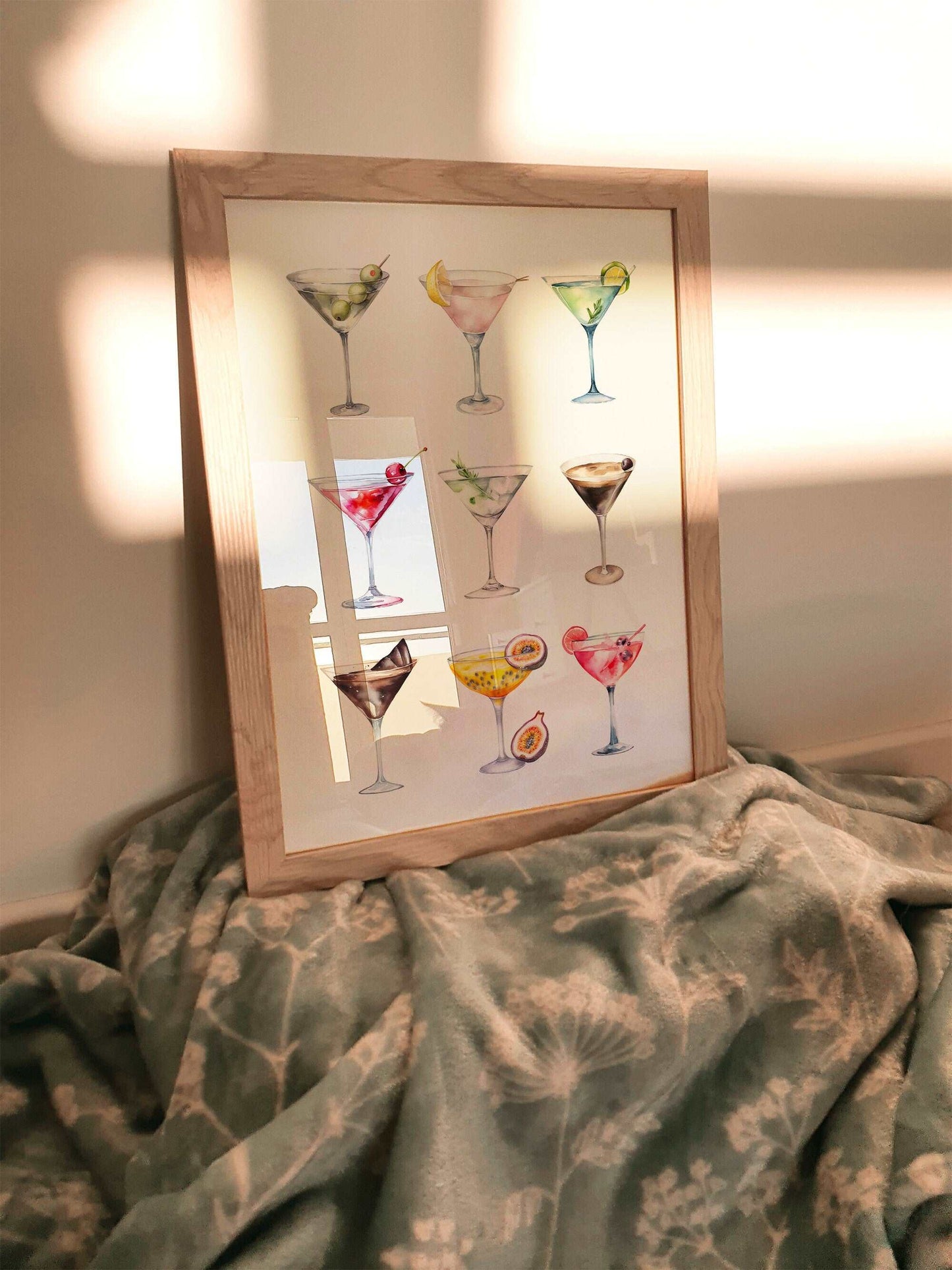 Martini Print | Cocktail Bar Sign Decor | Dirty Dry Espresso Watercolour Make Your Own | Kitchen Recipes Home Wall Art Posters Alcohol Gift