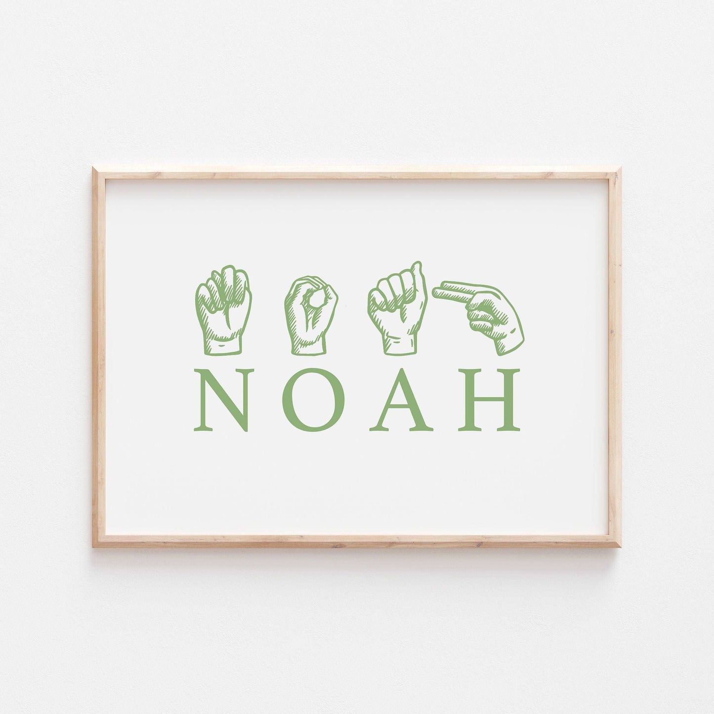 Personalized ASL Print | American Sign Language | Educational Deaf Art Kids Baby Bedroom Decor | Home Gifts School Custom Name Wall Art