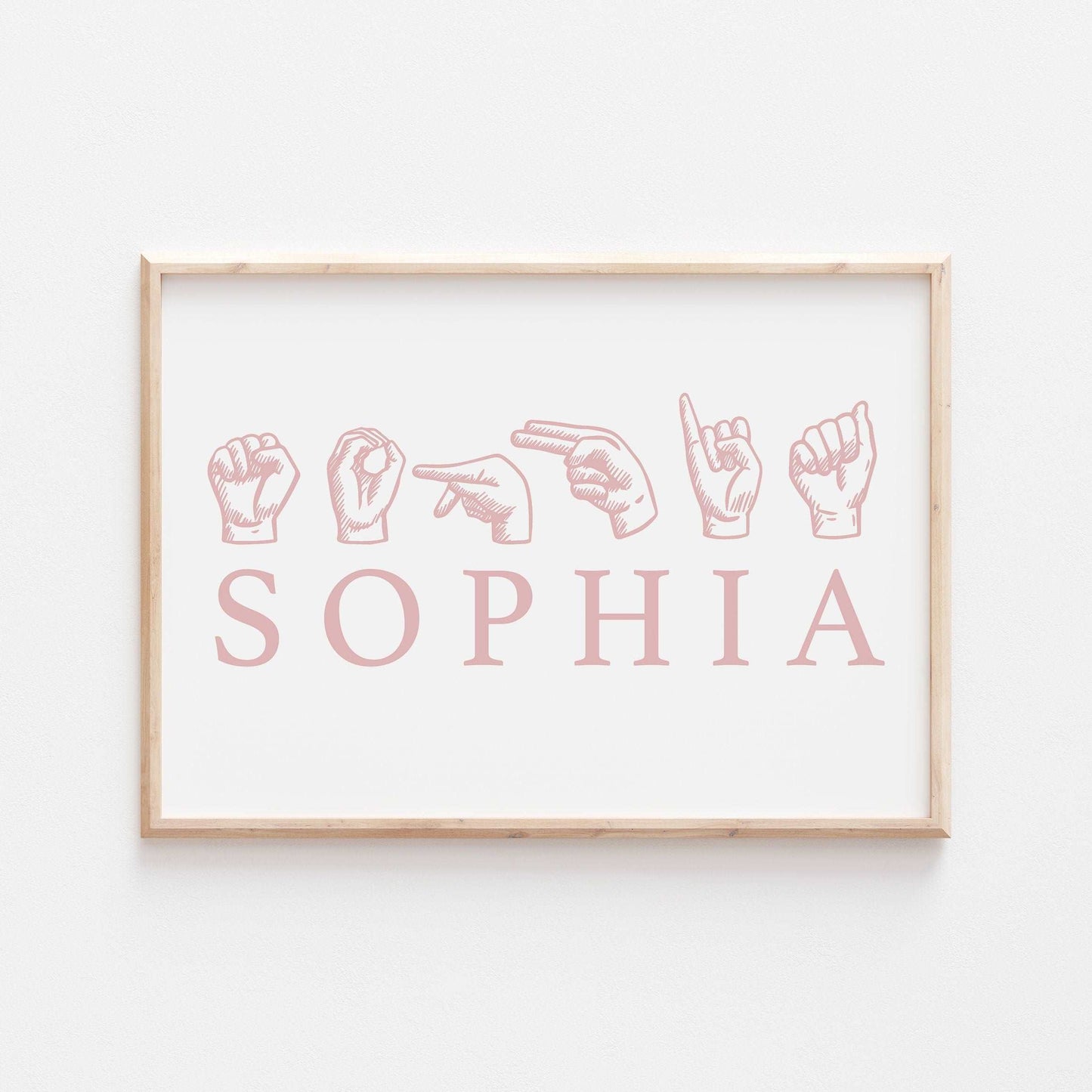 Personalized ASL Print | American Sign Language | Educational Deaf Art Kids Baby Bedroom Decor | Home Gifts School Custom Name Wall Art