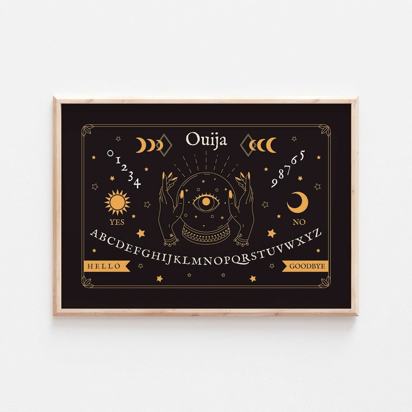 Ouija Board Prints | Spirit Board Moon Baphomet Sun | Fall Autumn Bedroom Home Decor Posters Quote Halloween Wicca Style Psychic Wall Art