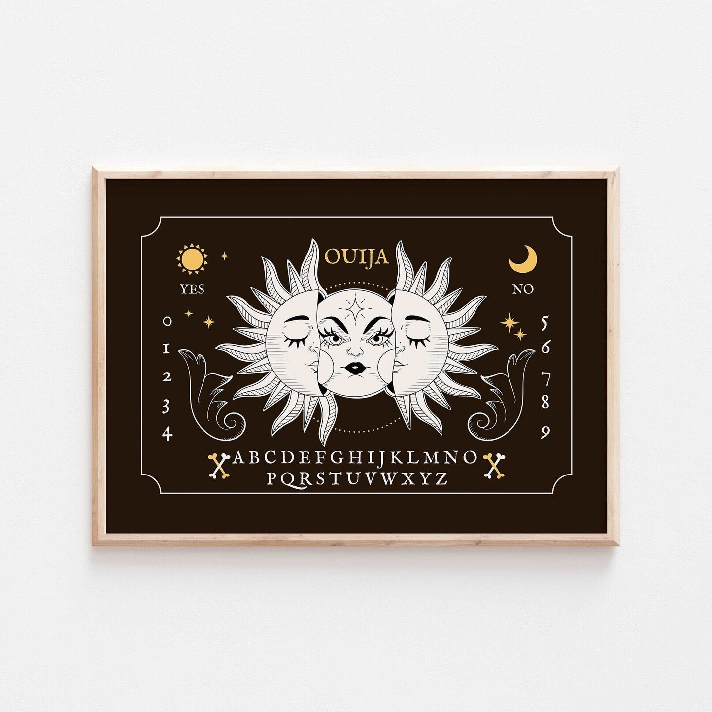 Ouija Board Prints | Spirit Board Moon Baphomet Sun | Fall Autumn Bedroom Home Decor Posters Quote Halloween Wicca Style Psychic Wall Art