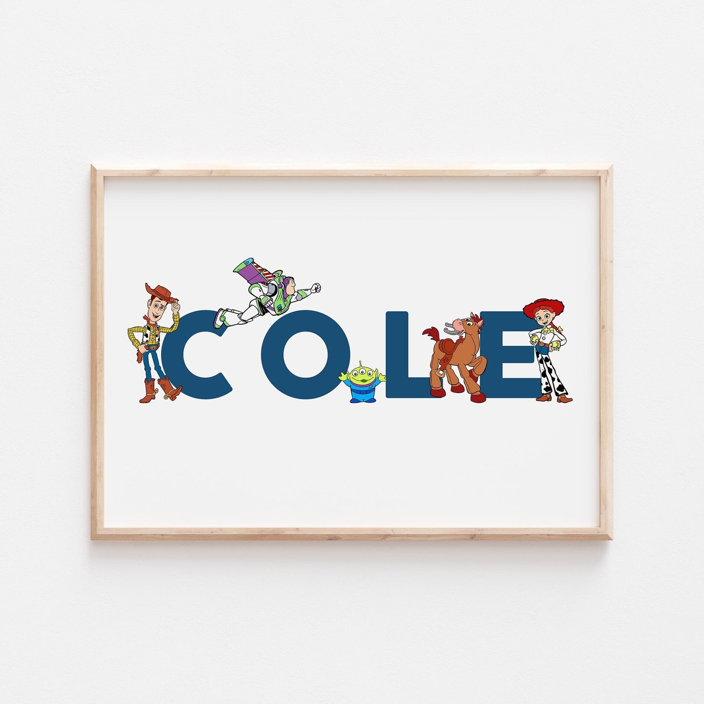 Toy Story Personalised Print |Woody Buzz Lightyear Jessie Bullseye Alien Bedroom Kids Children Nursery Bedroom Art Wall Disney Pixar