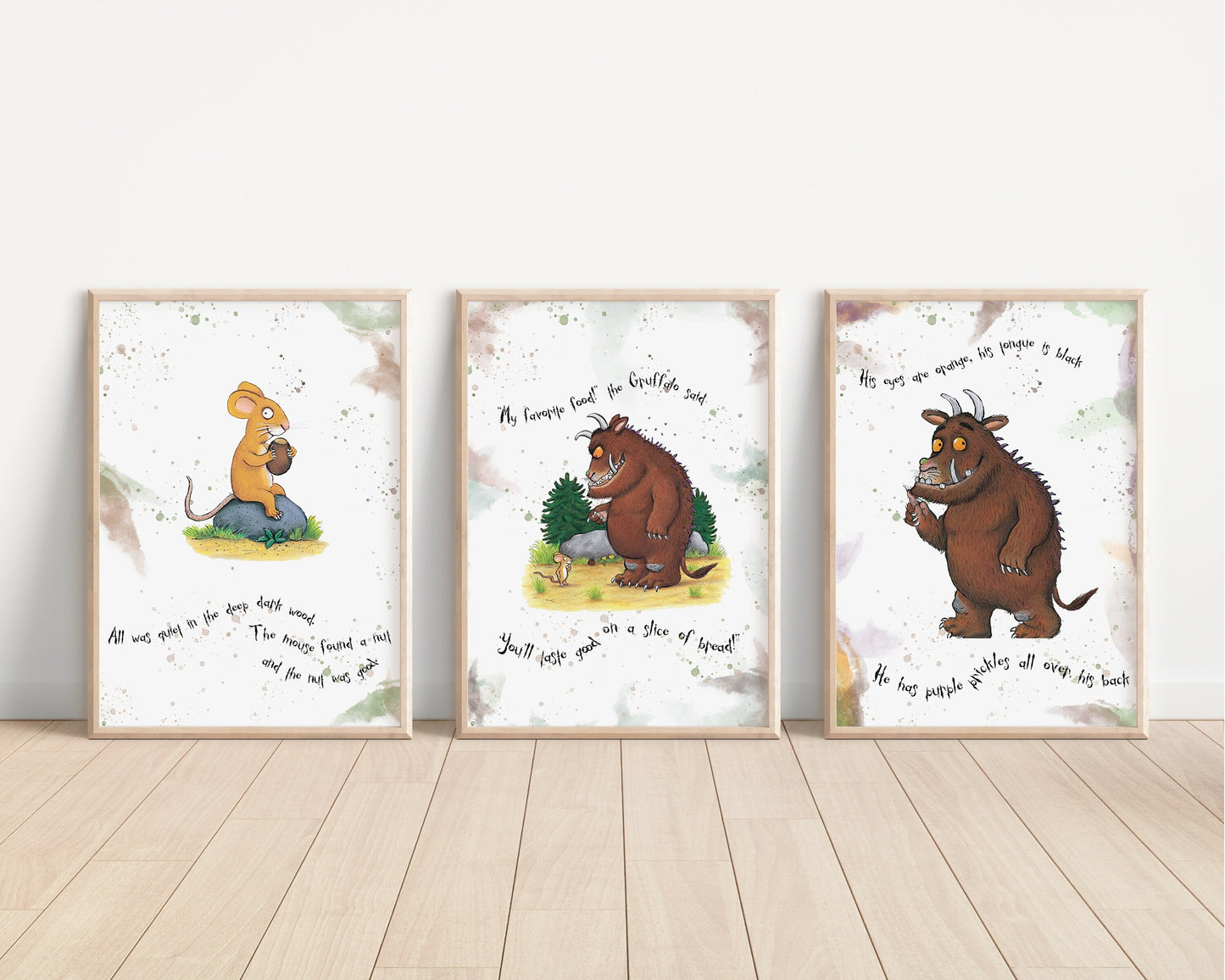 The Gruffalo Prints | Mouse Owl Quote Tale Storybook Disney Movie Kids Children Babies Nursery Bedroom Art Wall Decor Poster
