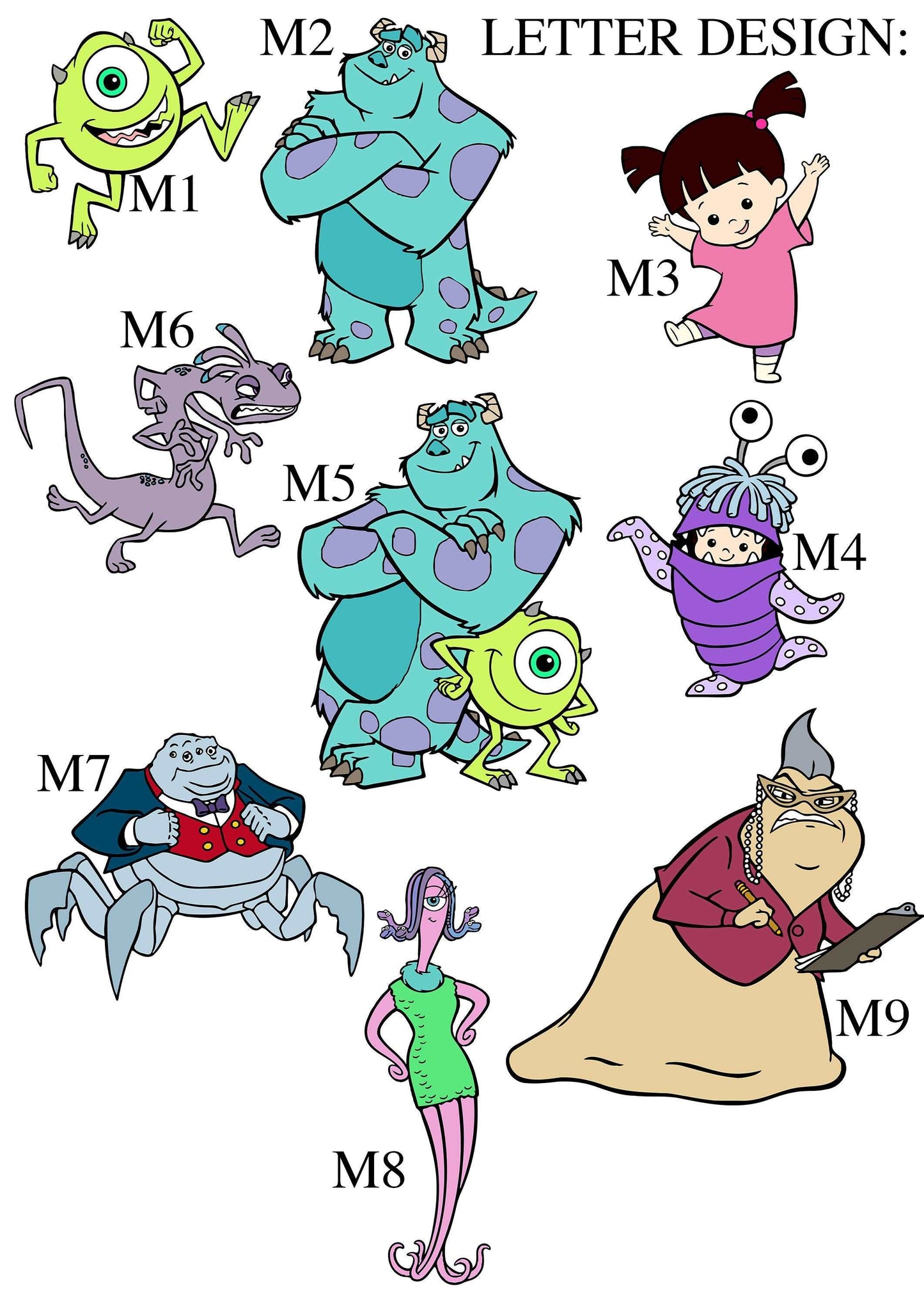 SET OF 3 Monsters Inc Personalised Print | Sulley Mike Boo Randall Bedroom Print Kids Children Nursery Bedroom Art Wall Disney Pixar