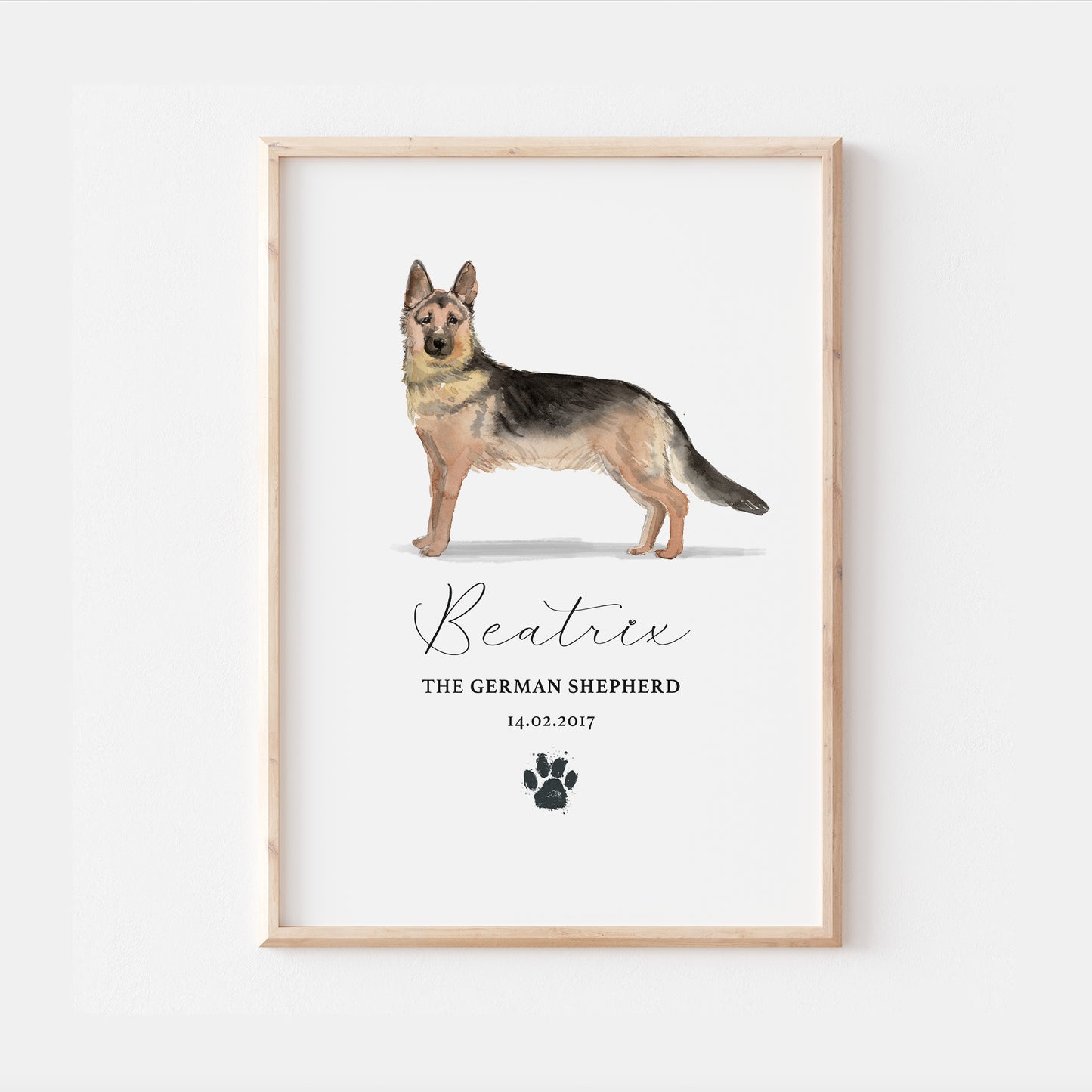 Personalised German Shepherd Dog Watercolour Print