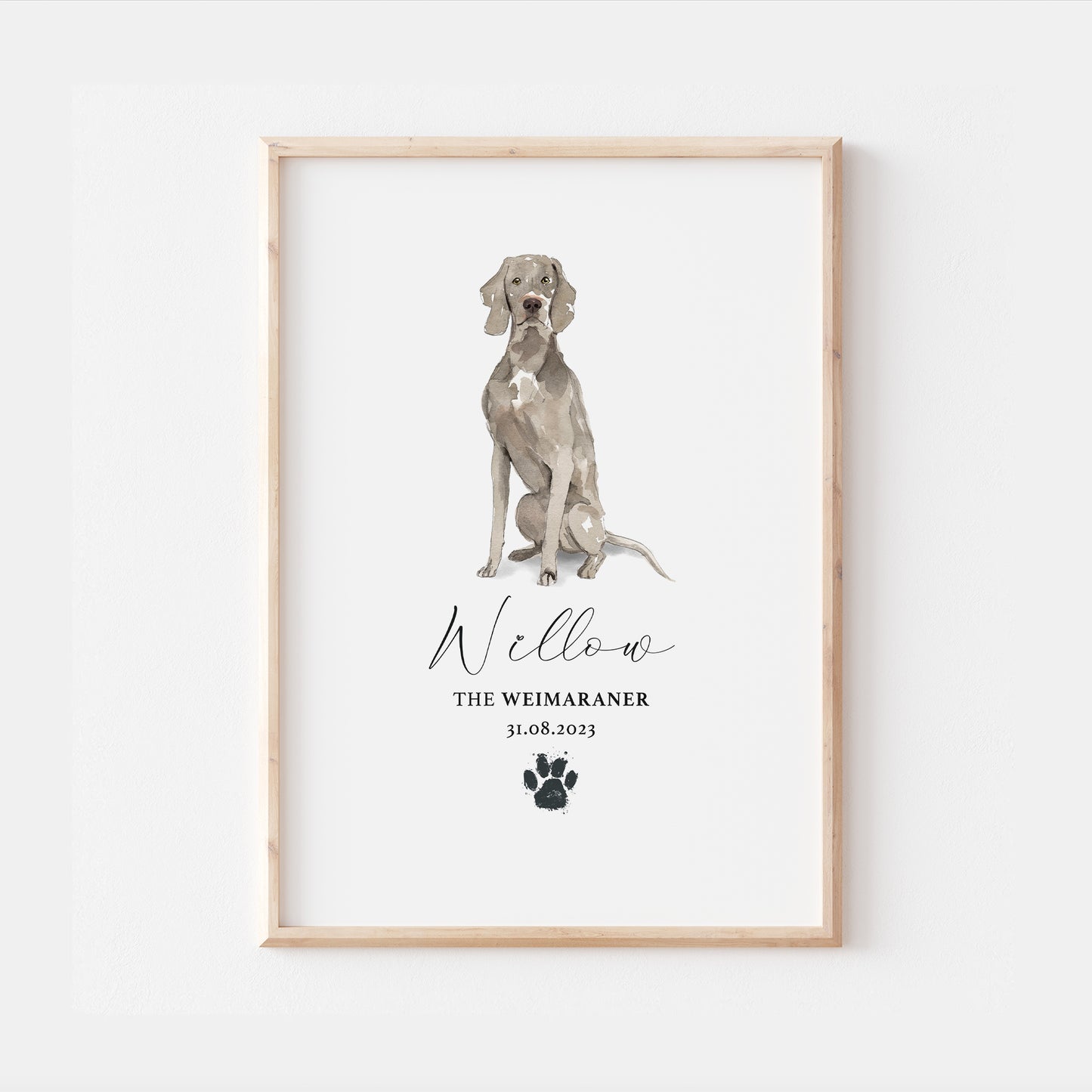 Personalised Weimaraner Dog Watercolour Print
