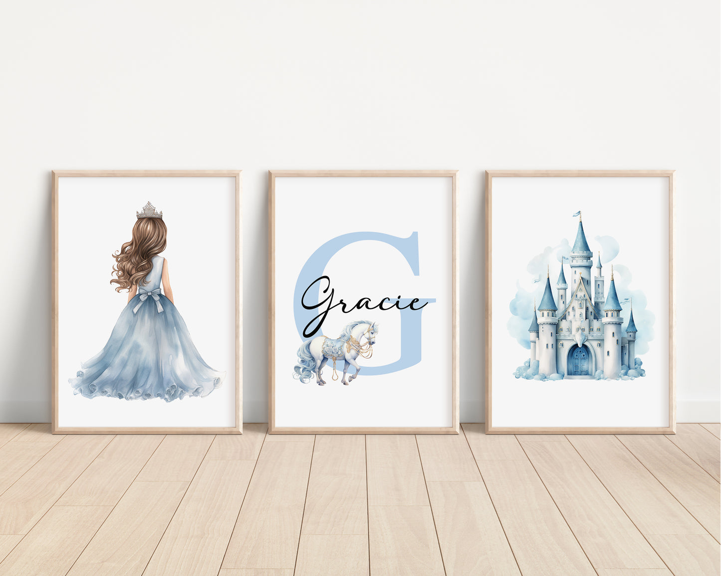 SET OF 3 Little Princesses Personalised Bedroom Prints