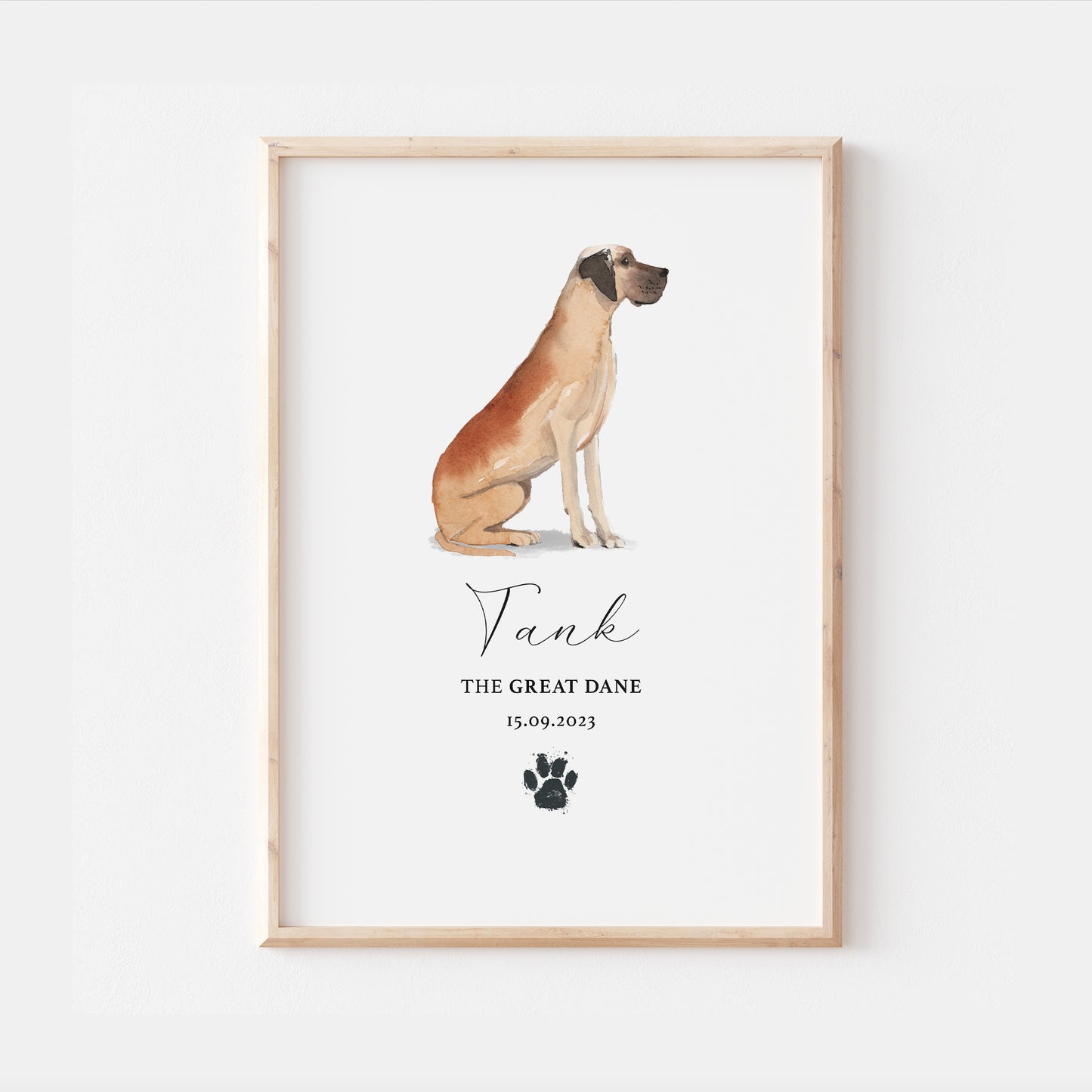 Personalised Great Dane Dog Watercolour Print