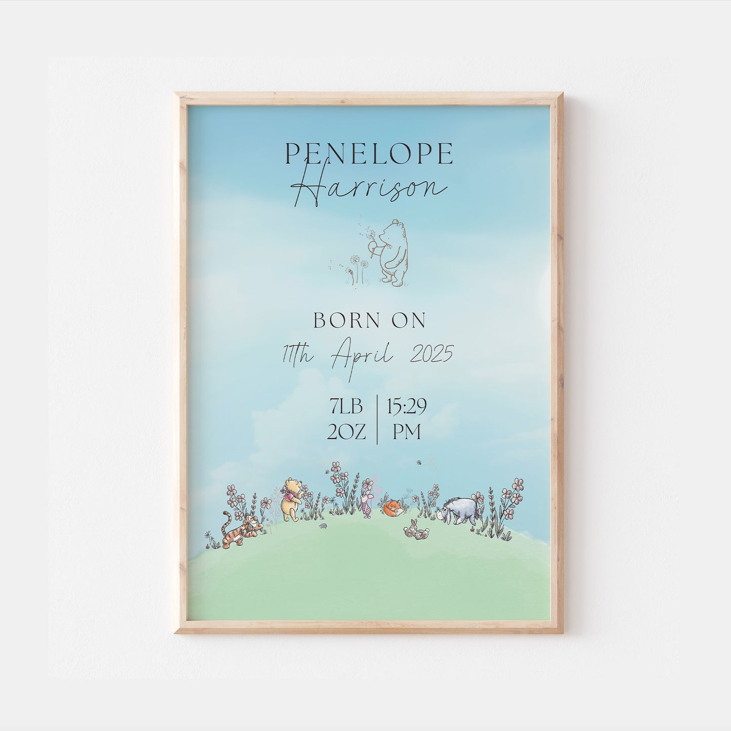 Winnie The Pooh Personalised The Day You Were Born Nursery Print