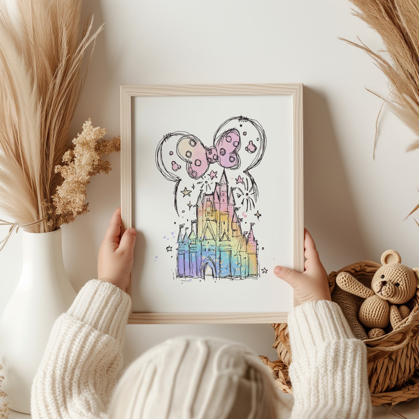 Watercolour Disneyland Castle Minnie Mouse Print