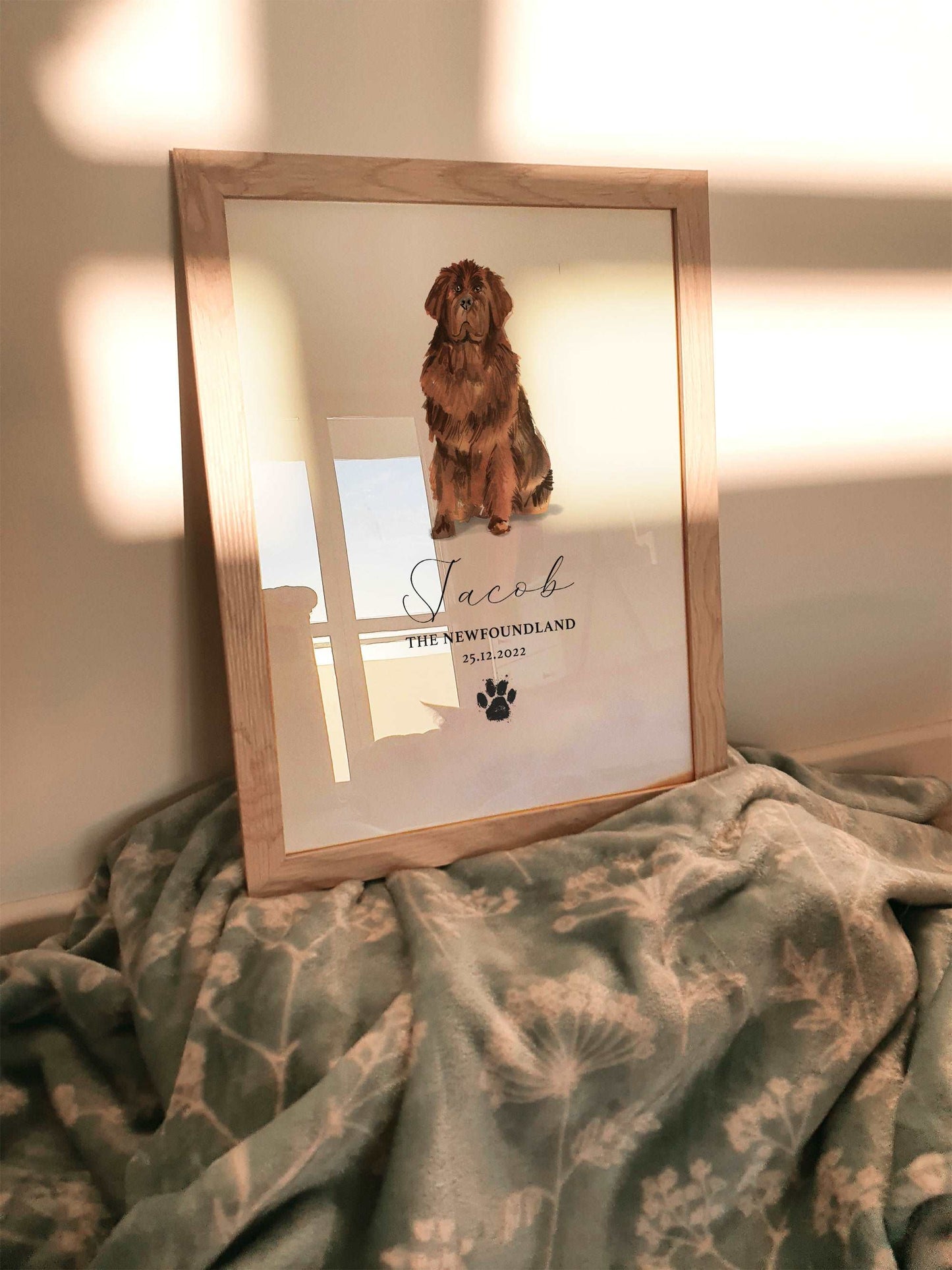 Personalised Newfoundland Dog Watercolour Print