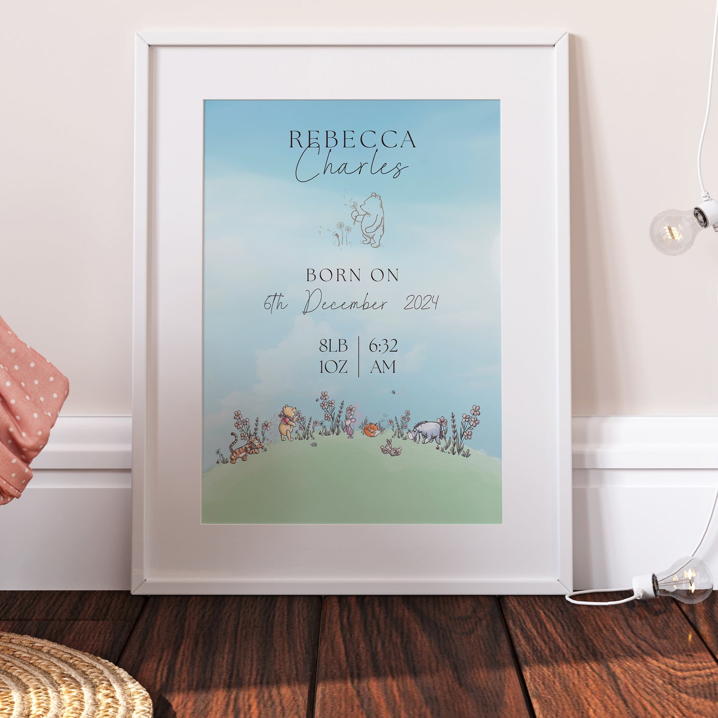 Winnie The Pooh Personalised The Day You Were Born Nursery Print