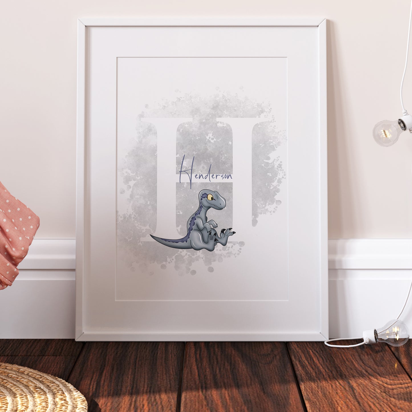 Baby Blue Velociraptor Dinosaur Jurassic World Personalised Print