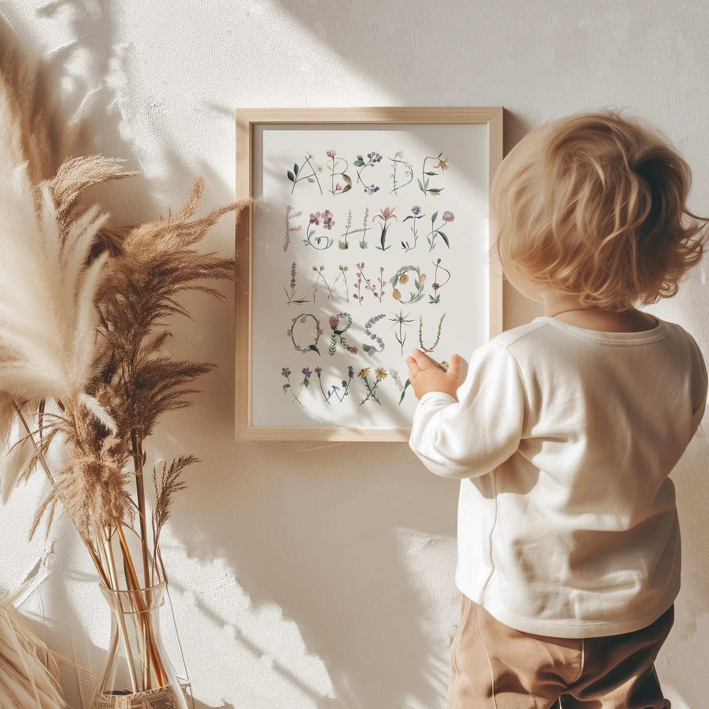 Floral Flowers Alphabet Bedroom Print