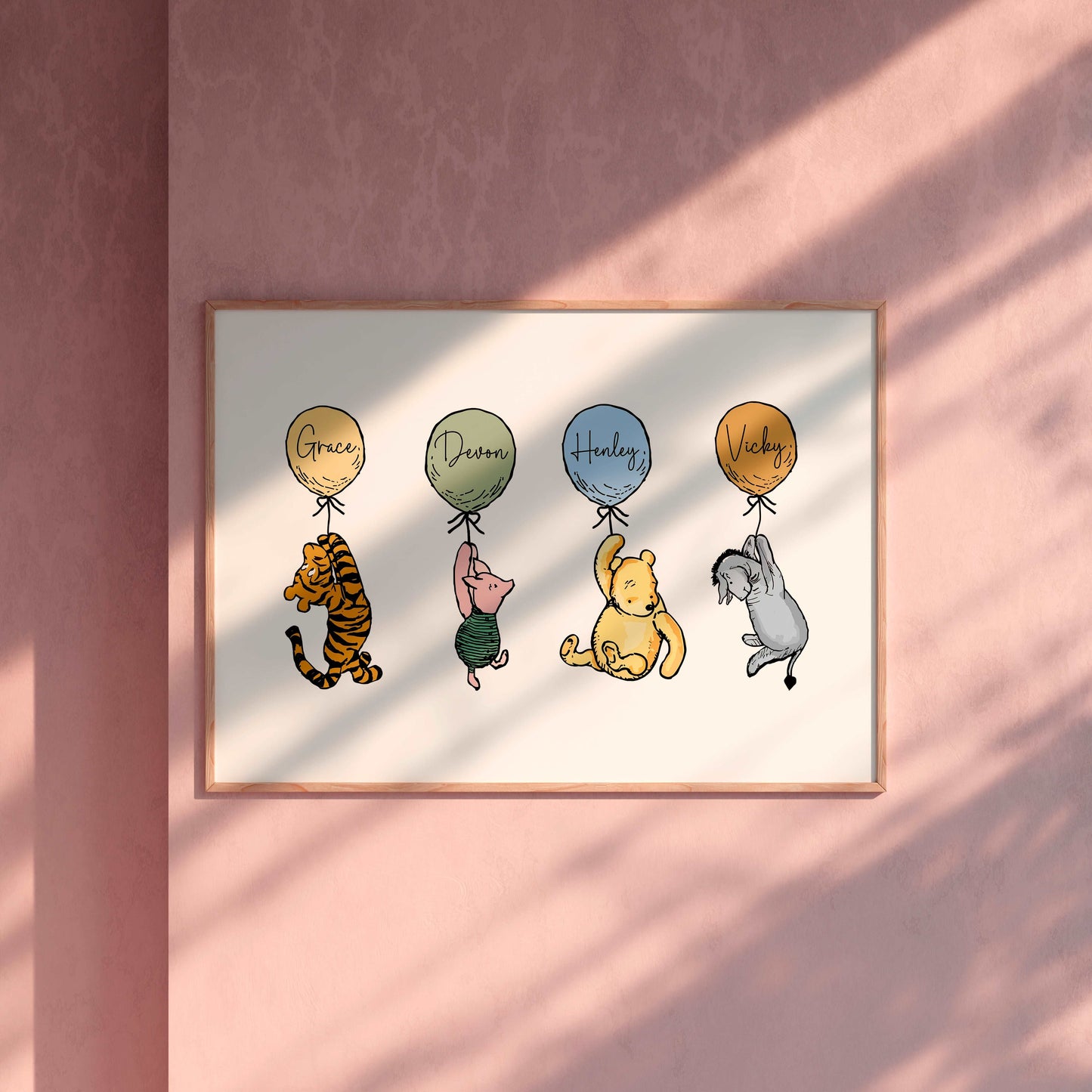 Personalised Winnie the Pooh Family Print