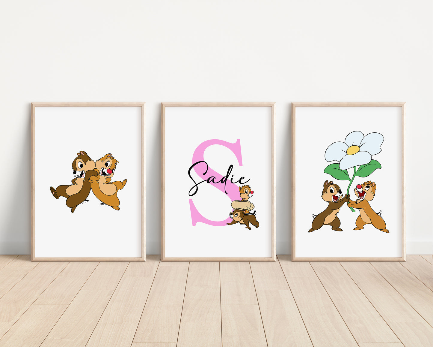 SET OF 3 Disney Chip N Dale Personalised Prints