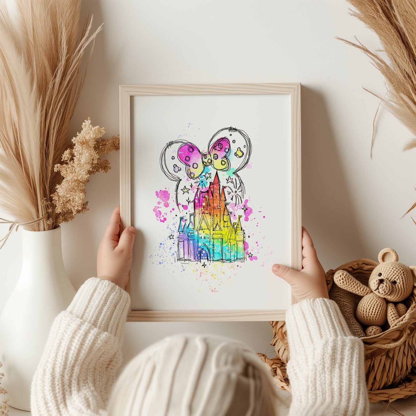 Watercolour Disneyland Castle Rainbow Print