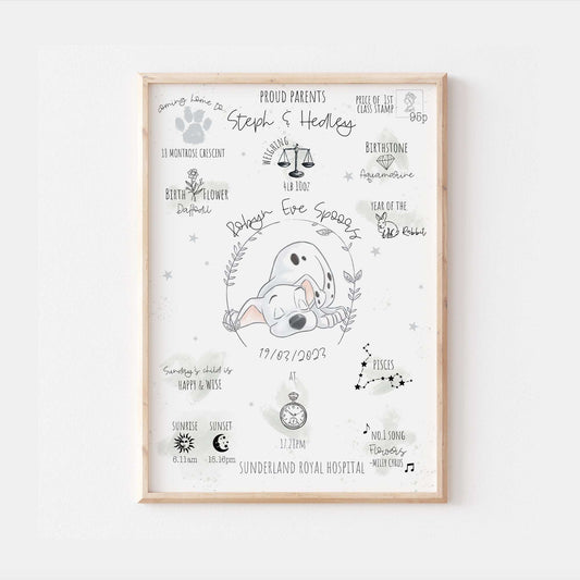 101 Dalmatians Personalised The Day You Were Born Print