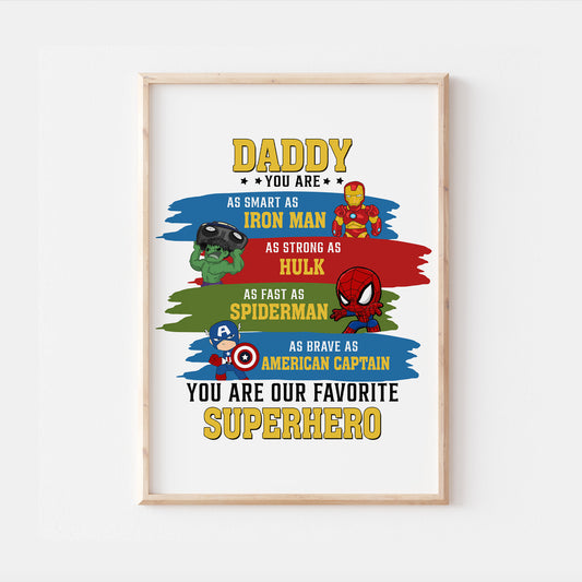 Superhero Avengers Dad Fathers Day Wall Print