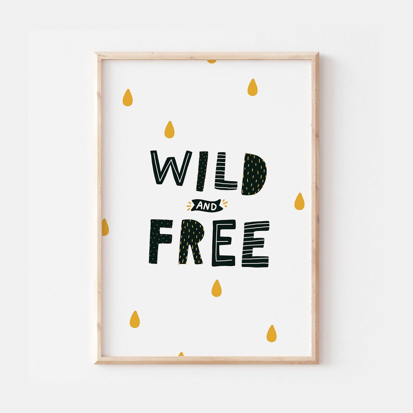 WILD AND FREE Kids Nursery Print Baby Bedroom Decor Posters Quote Explorer Scandi Nordic Style Typography