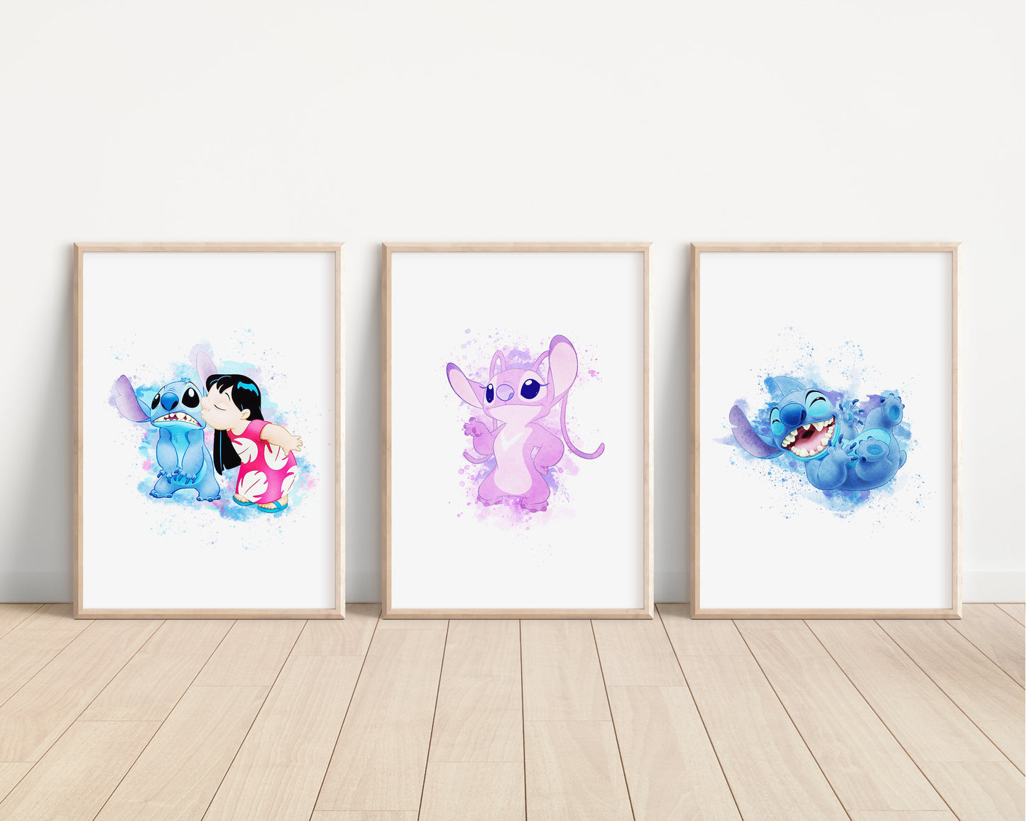 Lilo & Stitch Prints | Watercolour Angel Stitch Alien Hawaii Ohana Bedroom Kids Children Newborn Baby Nursery Bedroom Art Wall Disney Pixar