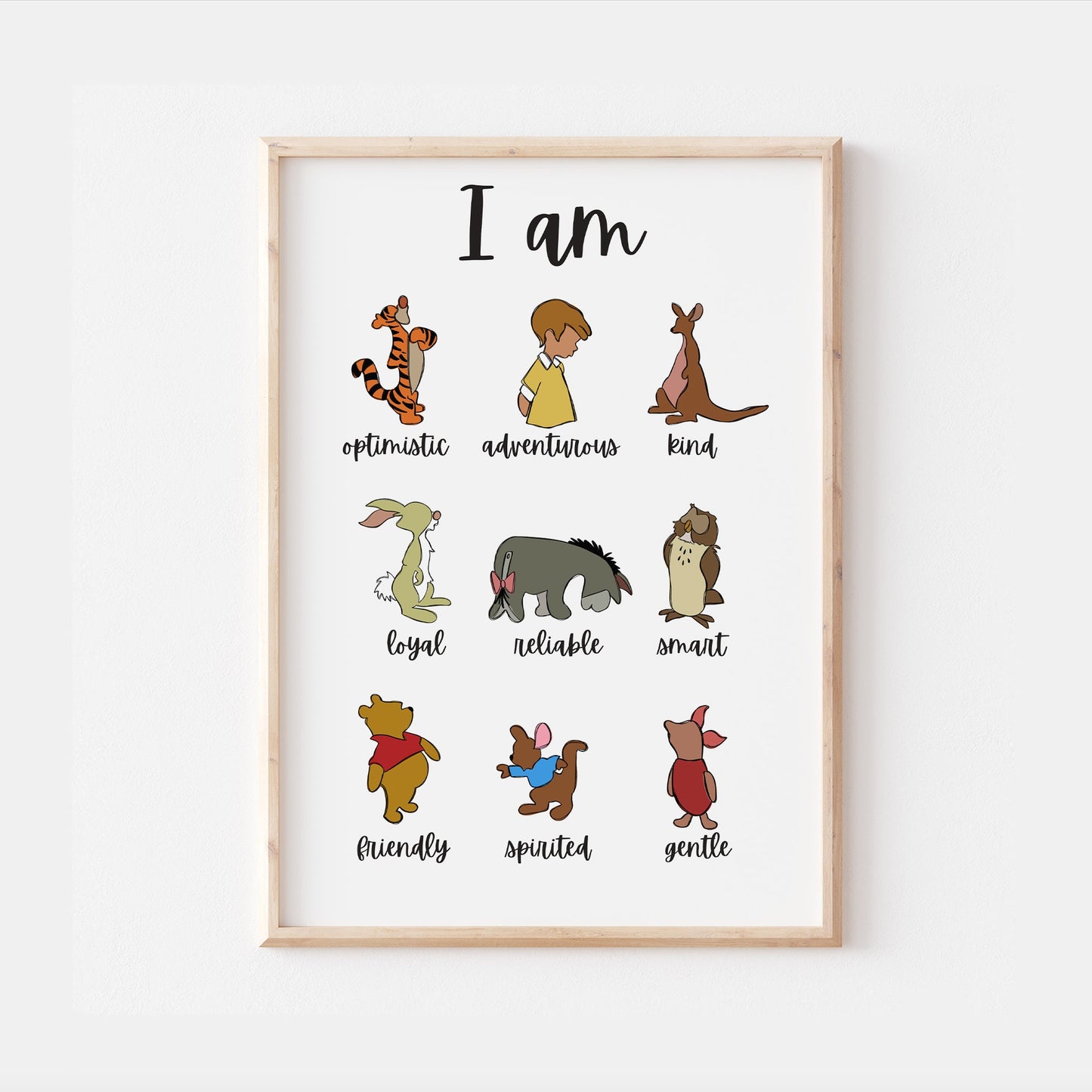 Winnie The Pooh | I Am Print | Eeyore Tigger Piglet Owl Roo Kanga Rabbit Robin Bedroom Kids Children Nursery Baby Gift Art Wall Disney Pixar