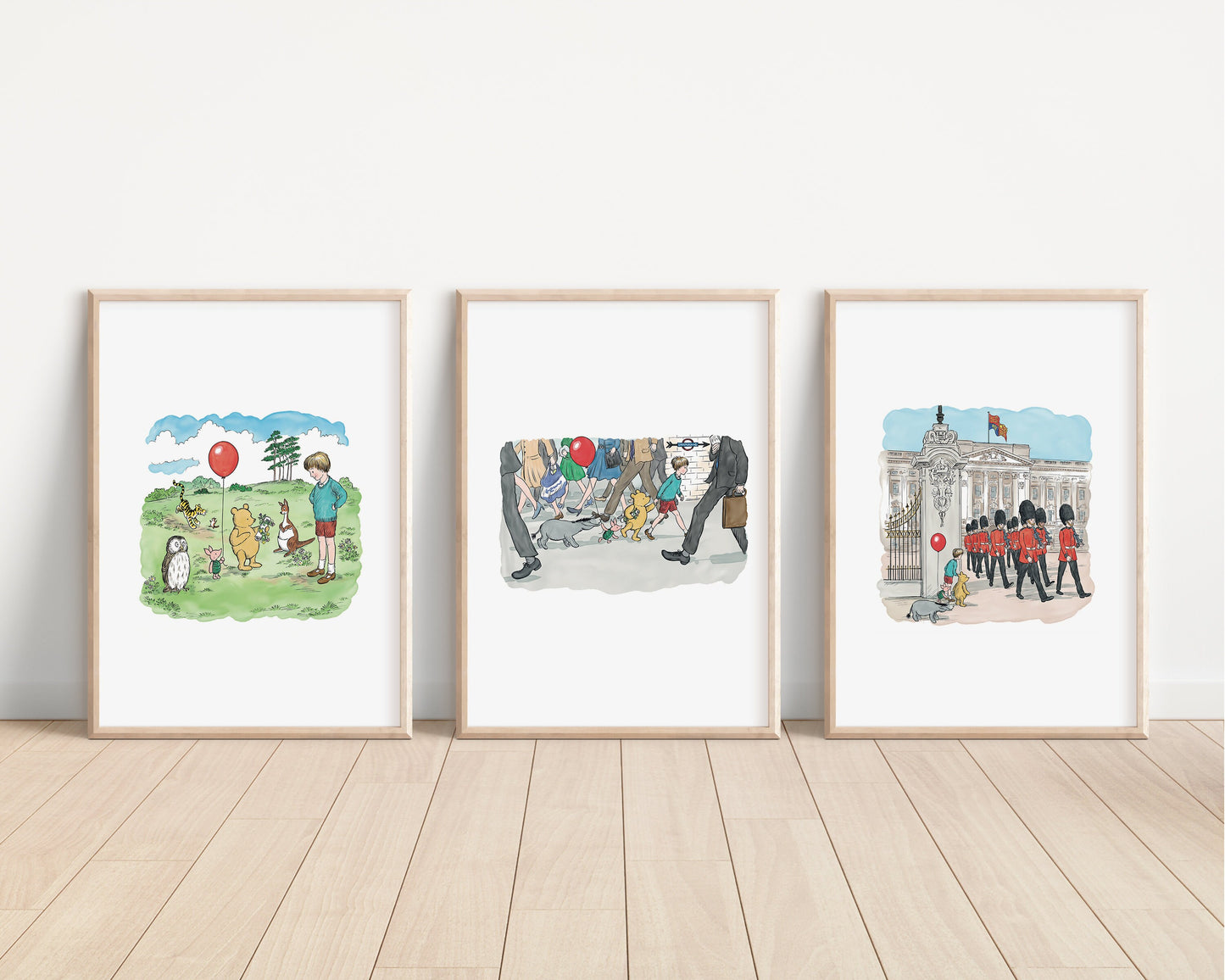 Winnie the Pooh Prints | Eeyore Piglet Tigger Roo | Disney London Classics Bedroom Kids Children Babies Nursery Art Wall Decor Newborn