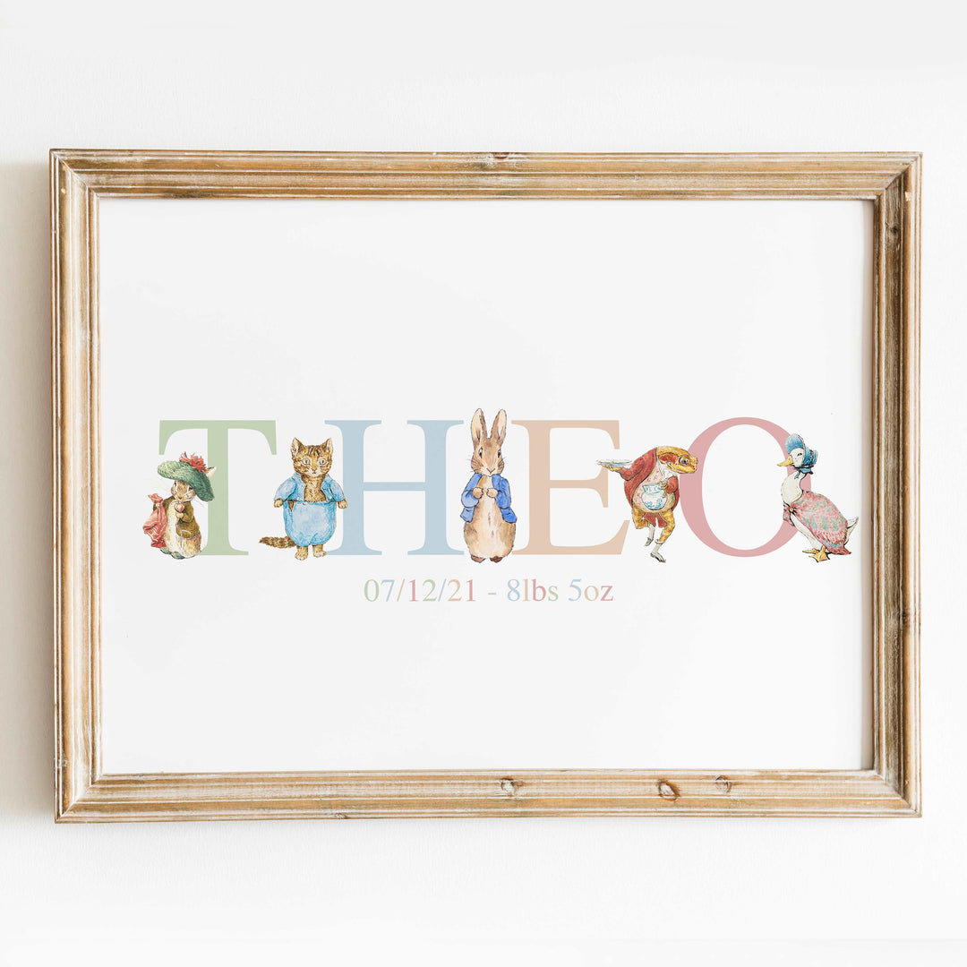 Personalised Beatrix Potter Peter Rabbit Name Print