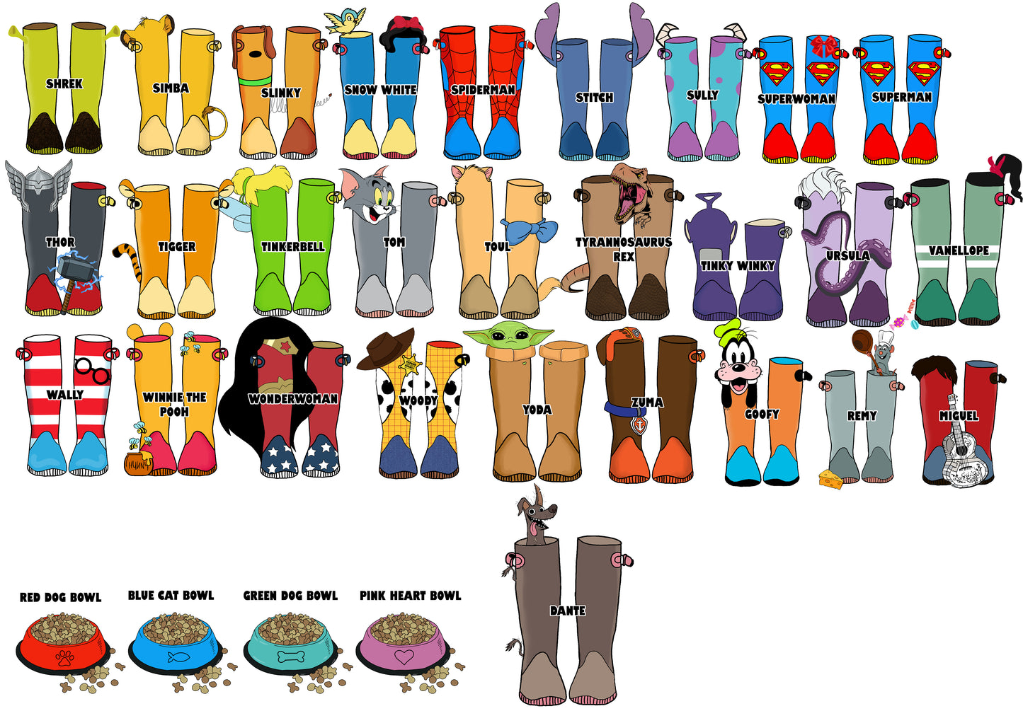 Personalised Our Family Disney Welly Boots Print