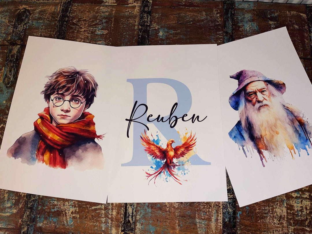 SET OF 3 Harry Potter Personalised Wall Art Prints