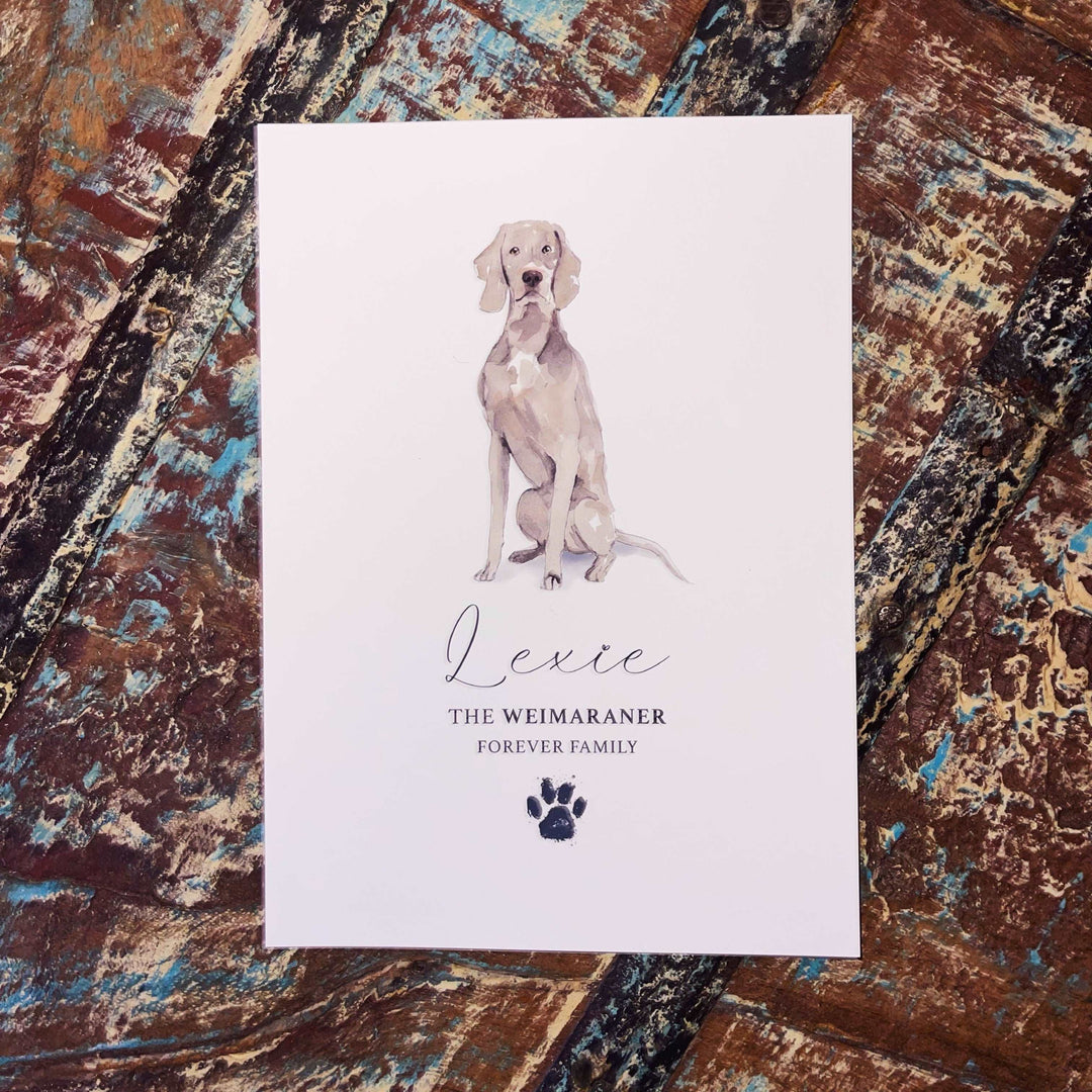 Personalised Weimaraner Dog Watercolour Print